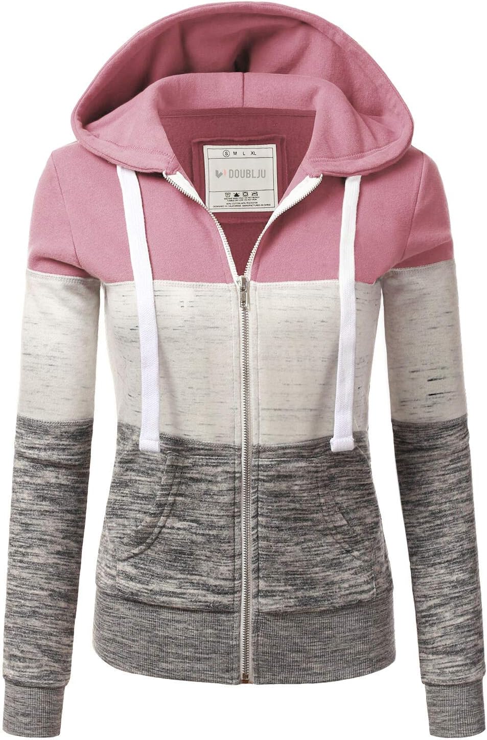 DOUBLJU Lightweight Thin Zip-Up Hoodie Jacket for Women Plus Size