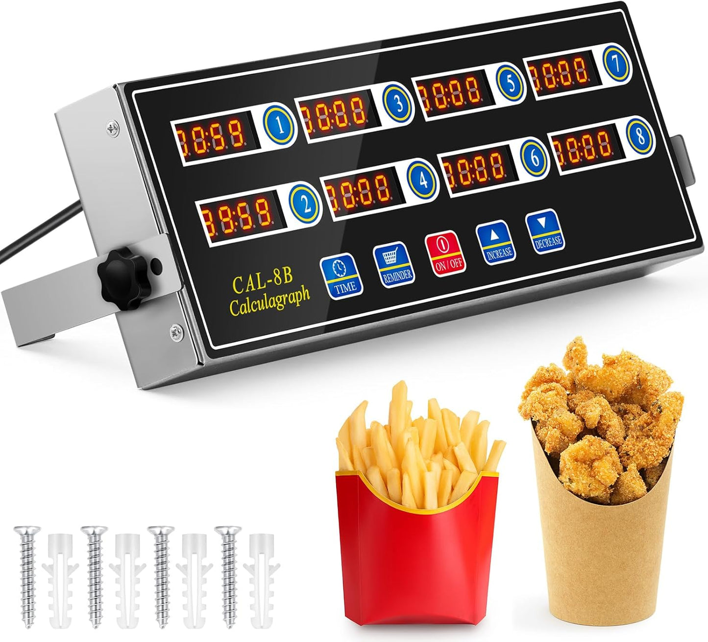 8-Channel Digital Kitchen Timer with Loud Alarm and LCD Display