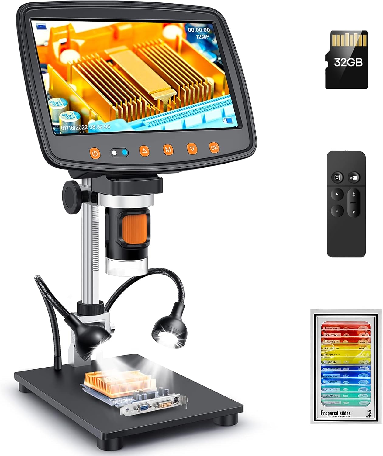 Digital Microscope with 7 Inch LCD Screen and 1500X Magnification