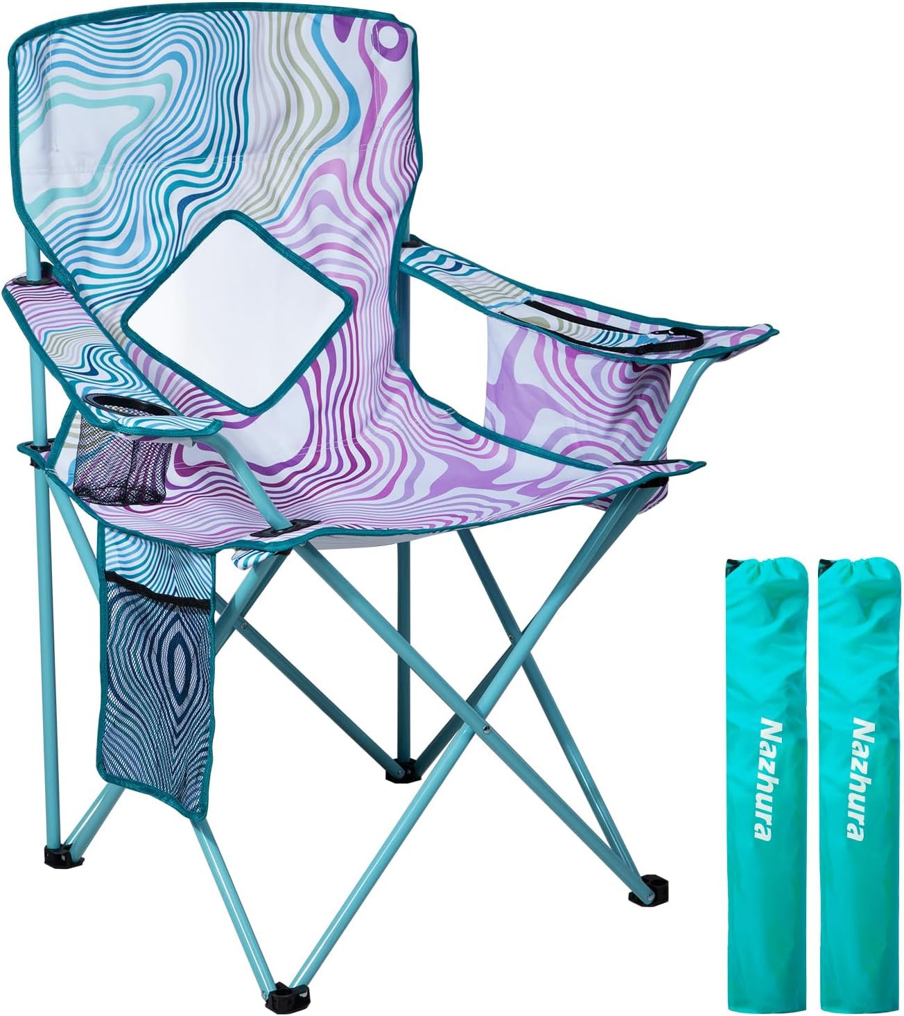 Nazhura Folding Camping Chair with Cooler Pouch and Cup Holder