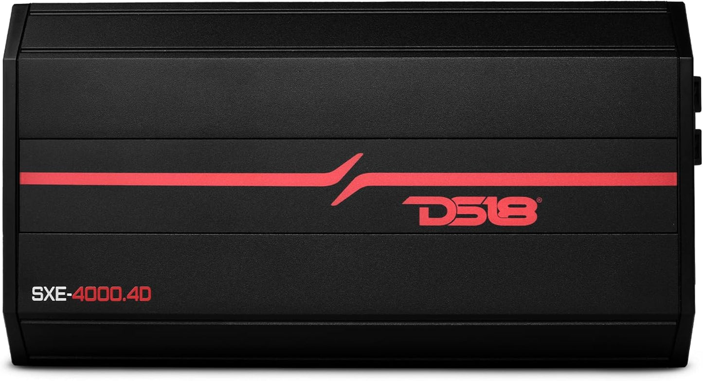 DS18 SXE-4000.4D/BK Car Amplifier - Compact 4-Channel Power