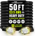 50ft Outdoor Indoor Extension Cord 12 3 Gauge Heavy Duty