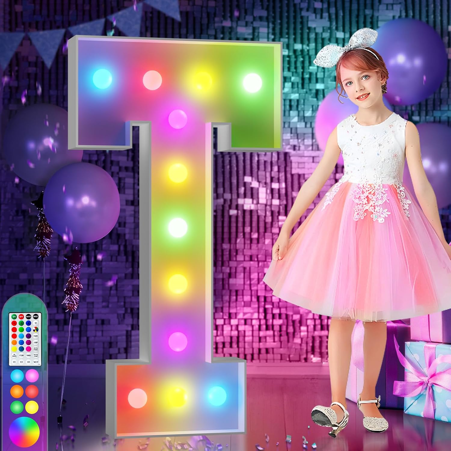 imprsv 4FT Colorful Marquee Light Up Letters for Parties