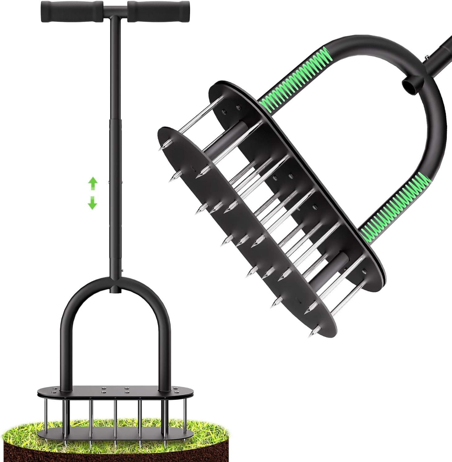 Manual Lawn Aerator Tool with 15 Spikes for Efficient Aeration