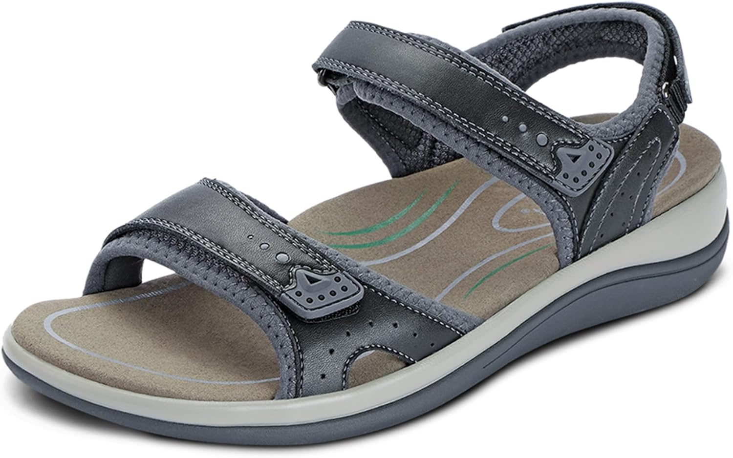 Orthofeet Women's Orthopedic Leather Malibu Adjustable Sandals