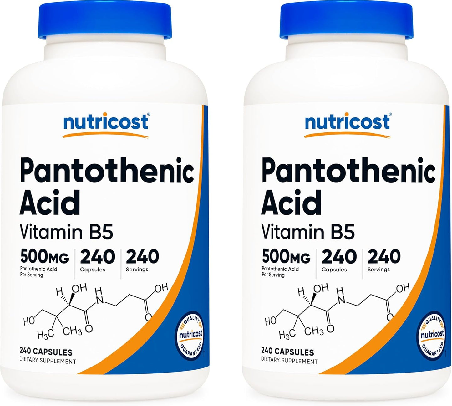 Nutricost Pantothenic Acid 500mg - 240 Capsules for Energy