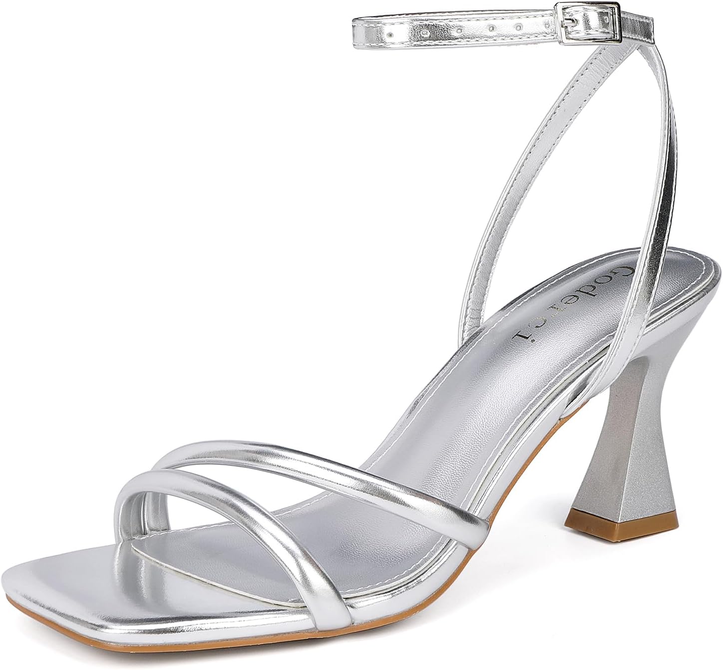 Women's Kitten Strappy Mid Heels Square Open Toe Sandals