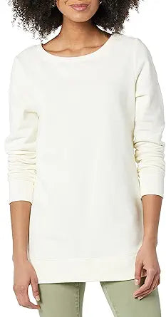 Open-Neck Fleece Tunic Sweatshirt for Women - Cozy Comfort