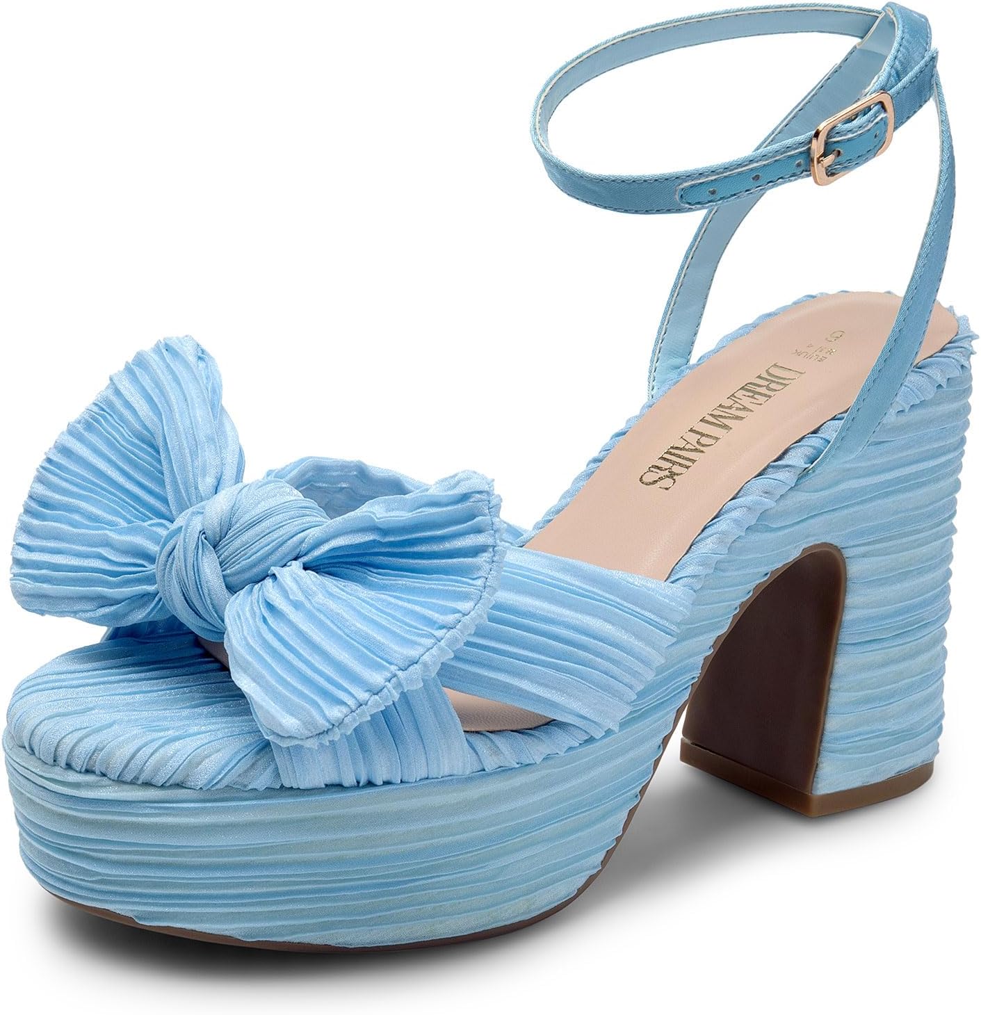 DREAM PAIRS Women's Chunky Platform Heels with Bow Accent