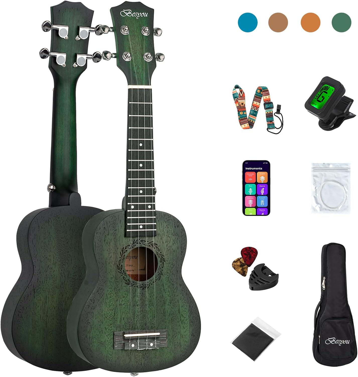 Soprano Ukulele Beginner Mahogany Kit with Tuner and Gig Bag
