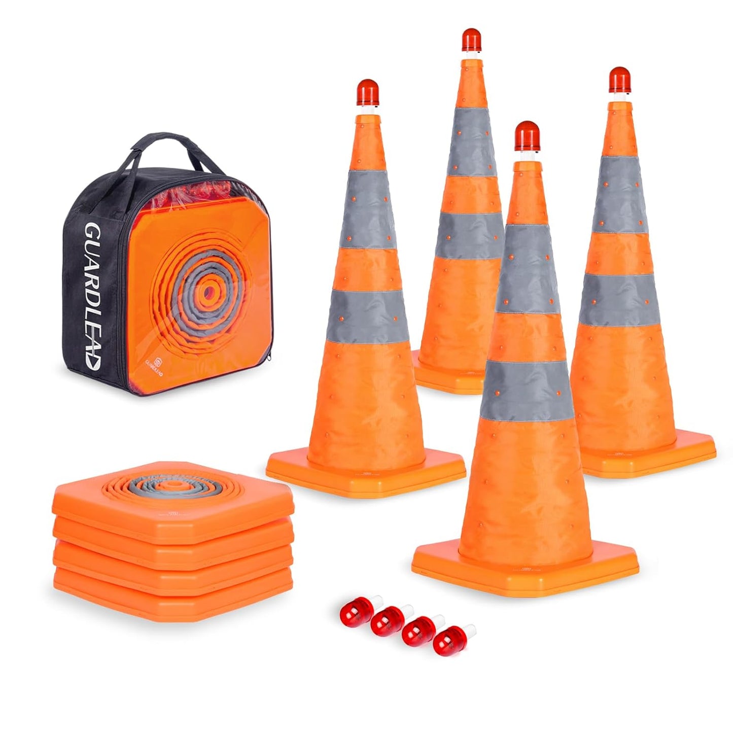 28 Inch Collapsible Traffic Cones with LED Light for Safety
