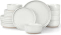 LIANYU 18-Piece Stoneware Dinnerware Set for 6 - Durable Snowy White