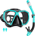 HiiPeak Snorkeling Gear Dry Snorkel Set - Panoramic Wide View Mask