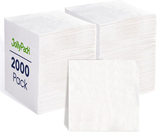 JollyPack 2000 Count White Cocktail Napkins - Absorbent & Durable!