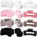 Spa Headband Wristband Set with Hair Claw Clips - Face Wash & Makeup