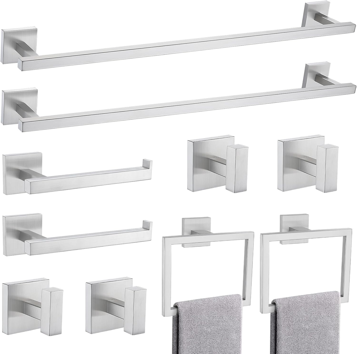 TQKAG Brushed Nickel Bathroom Hardware Set 10 Pieces for Style