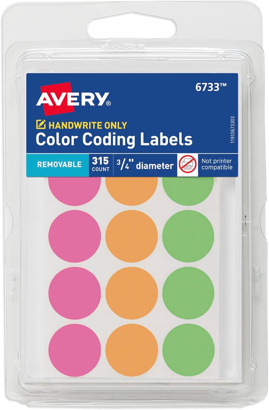 Avery Color-Coding Removable Labels for Organizing and Labeling