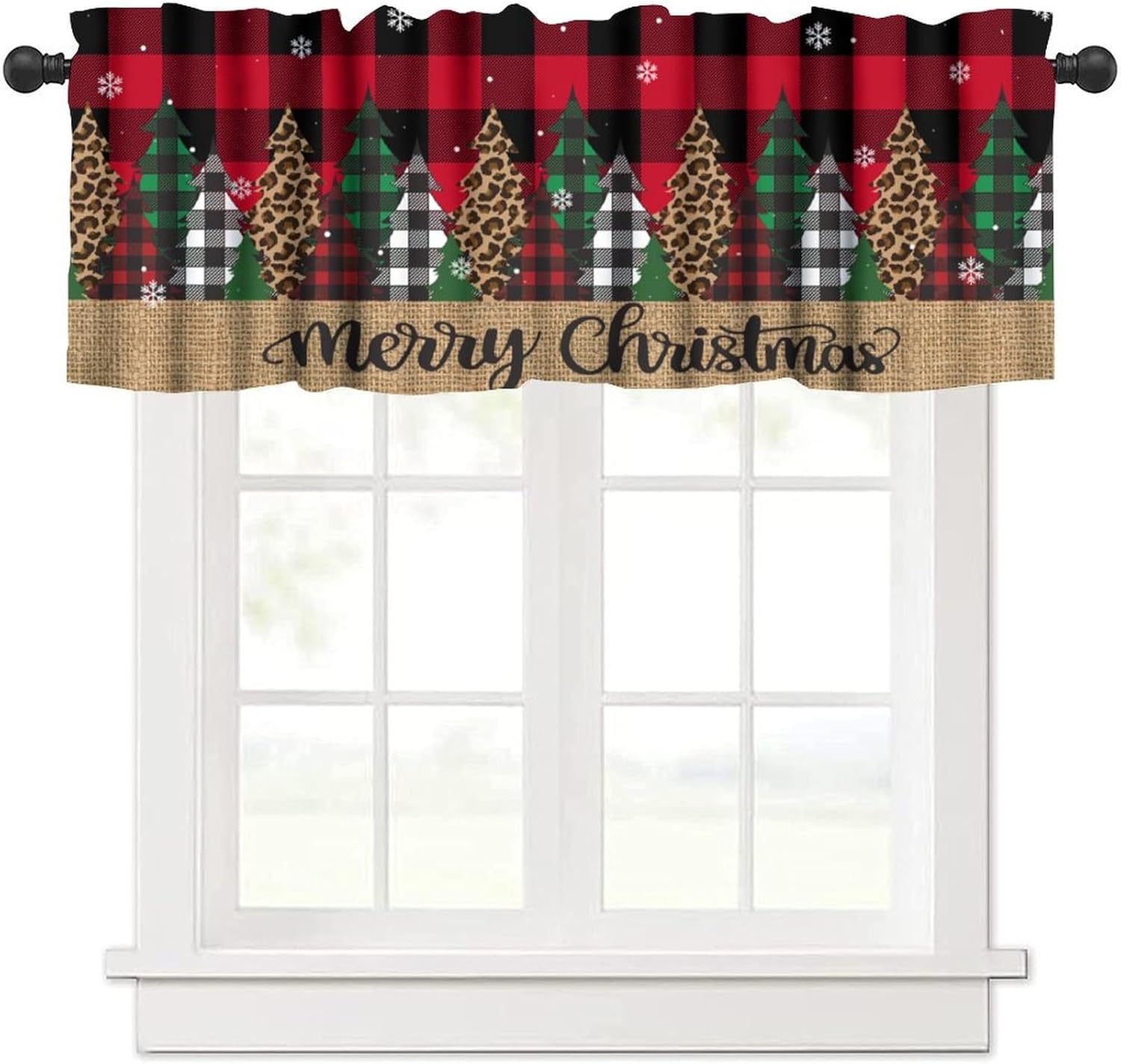 Christmas Tree Curtain Valance 54x18 - Festive Holiday Decor!