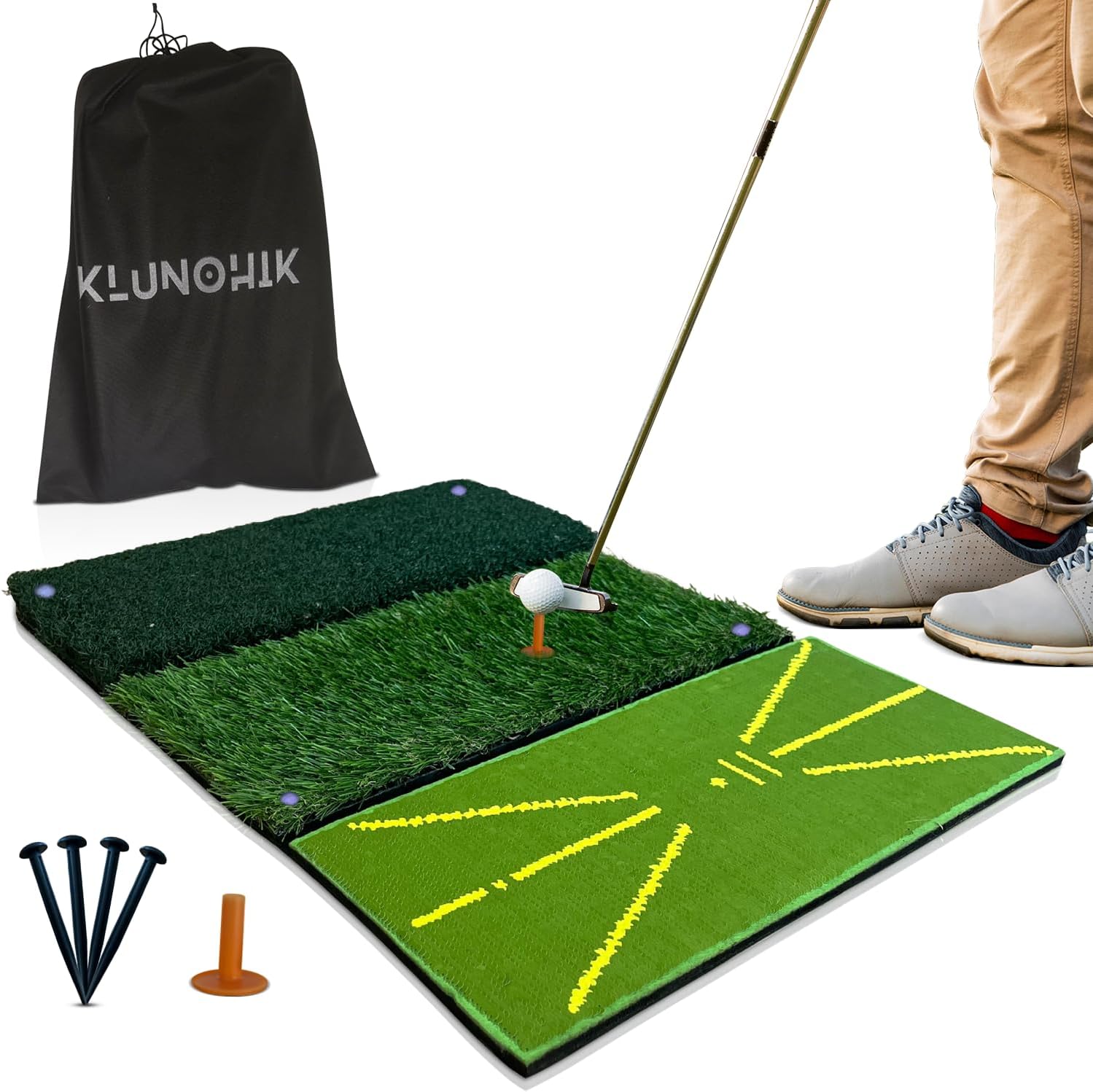 Tri-Turf Foldable Golf Mat | Thick Rubber Training Aid