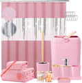 Pink Bathroom Accessories Set with Sequin Shower Curtain - Glam