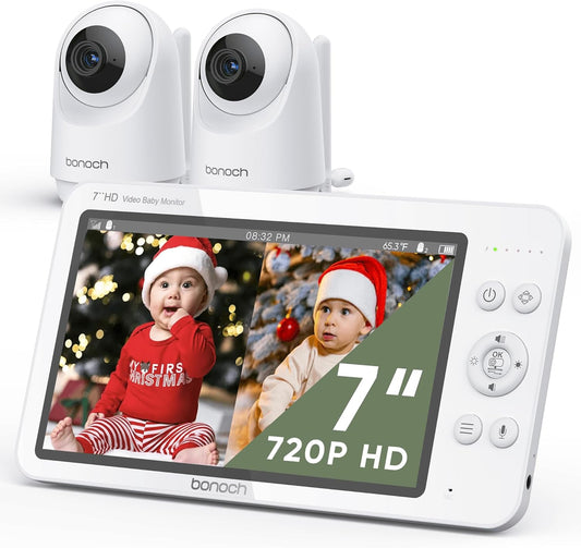 bonoch MegaView Baby Monitor: Split Screen, Crystal Clear 720P HD, No WiFi