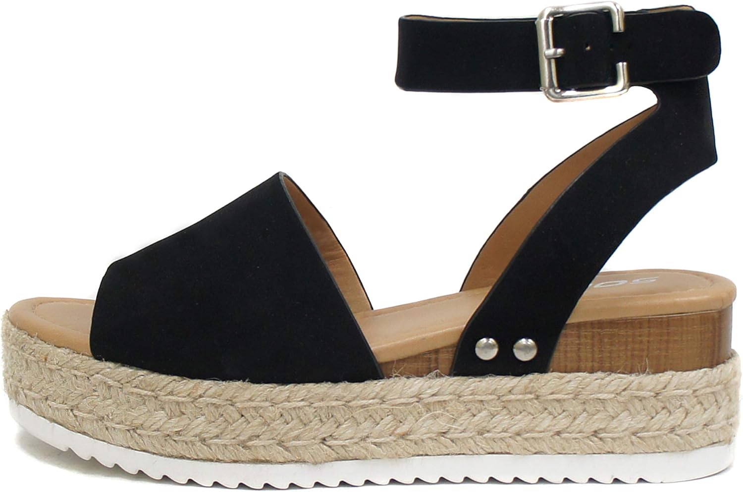 Soda Open Toe Buckle Ankle Strap Espadrilles Flatform Wedge Sandal