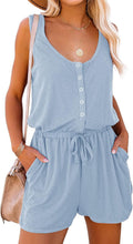 Mafulus Womens Scoop Neck Button Down Sleeveless Jumpsuit