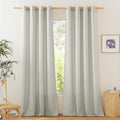 Thick Linen Gray Curtains for Bedroom - Semi-Sheer Privacy Panels