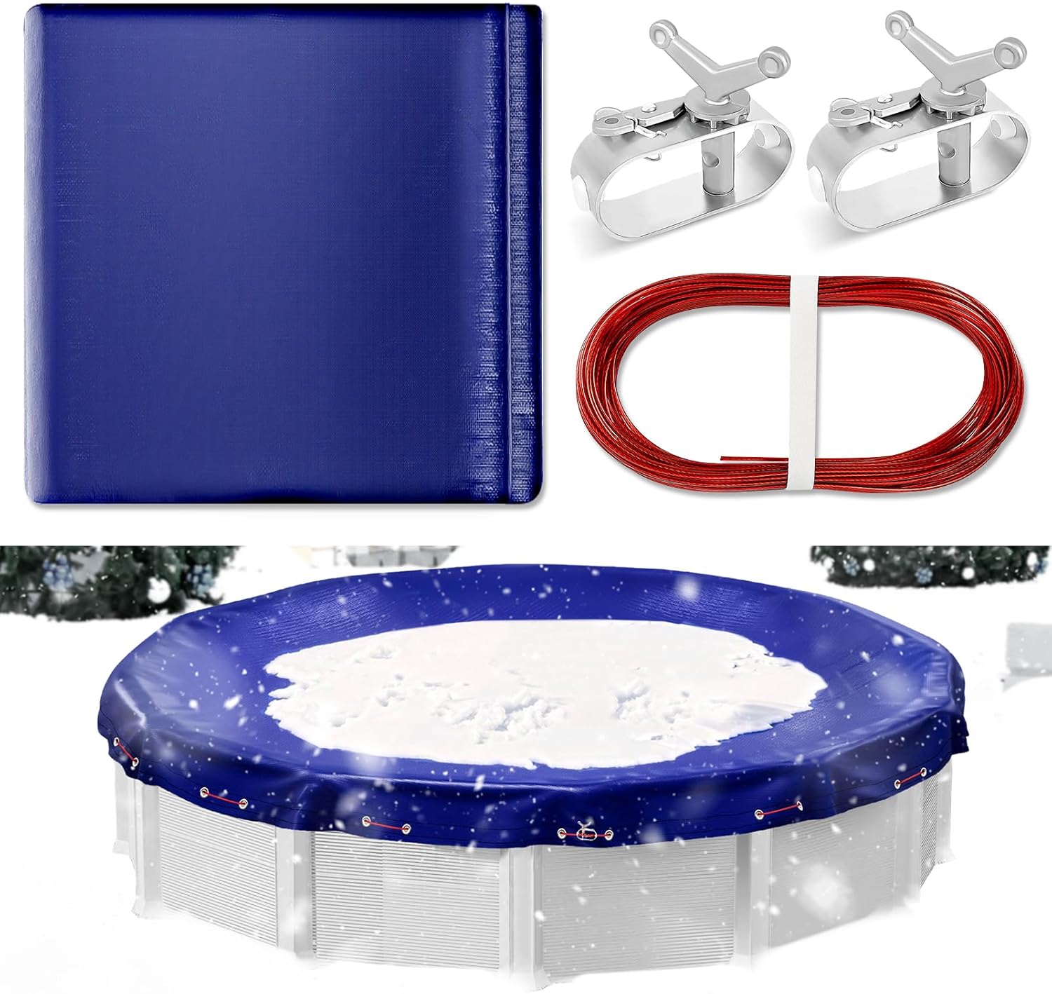 Winter Pool Cover for Above Ground Pools, 24FT Round Protection