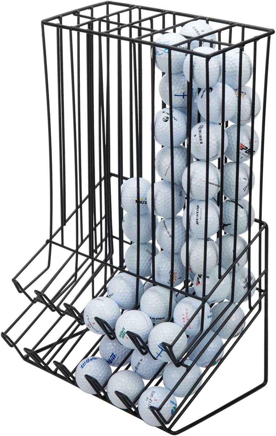 MyGift 60 Capacity Golf Ball Holder - Matte Black Metal Rack