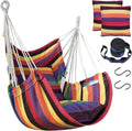 Hammock Chair Hanging Rope Swing with 2 Cushions - Sturdy Comfort