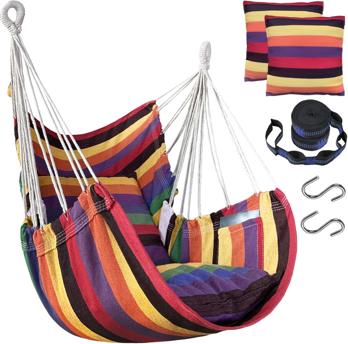 Halalona Hammock Chair - Durable Hanging Swing with Cushions