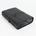 Vintage Black Leather Journal 9in x 6in - Rustic Gray Deckle Pages