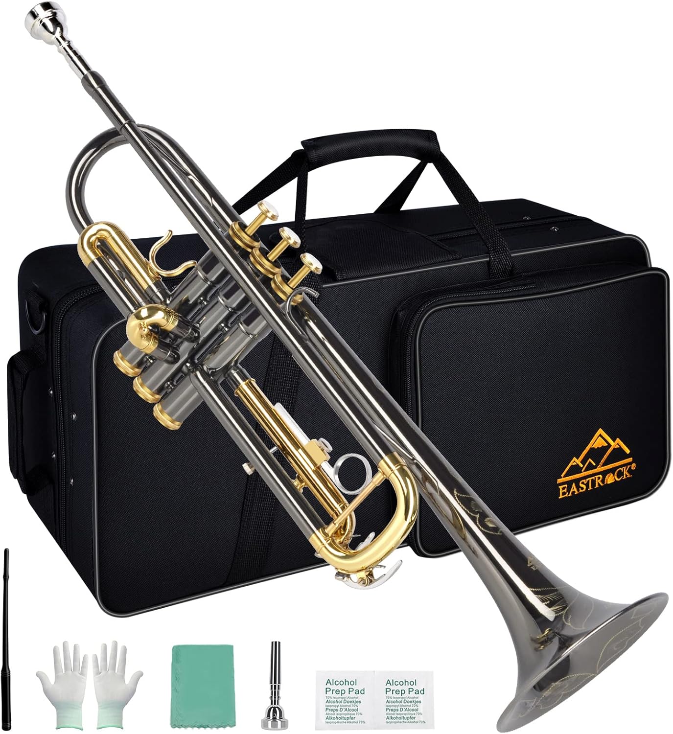 EASTROCK Bb Trumpet Set with Case, Mouthpiece, and Accessories