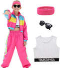 TIMSOPHIA Hip Hop Dance Costume for Girls - 5 Pcs 80s 90s Tracksuit