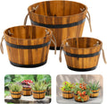 IDZO Set of 3 Wooden Flower Boxes for Outdoor Plants Decor