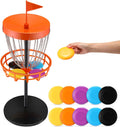 Lenwen 29 Inches Mini Disc Golf Basket with 10 Discs - Kids Starter