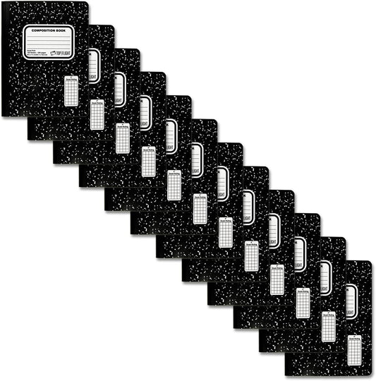 Quad Rule Marble Composition Books - Pack of 12