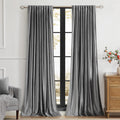 PRIMROSE Dark Grey Velvet Curtains 108 in Panels - Heavy Blackout