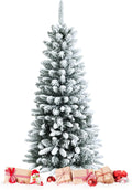Happygrill 4.5FT Slim Snow Flocked Christmas Tree - Space-Saving