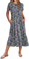 Stylish A-Line Midi Dress with Pockets for Women by Zeagoo 2025