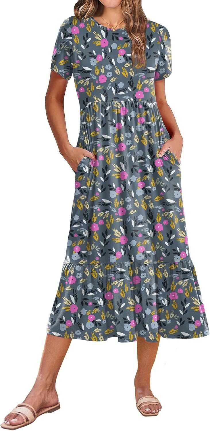 Zeagoo Women Summer Midi A Line Dress with Pockets for 2025