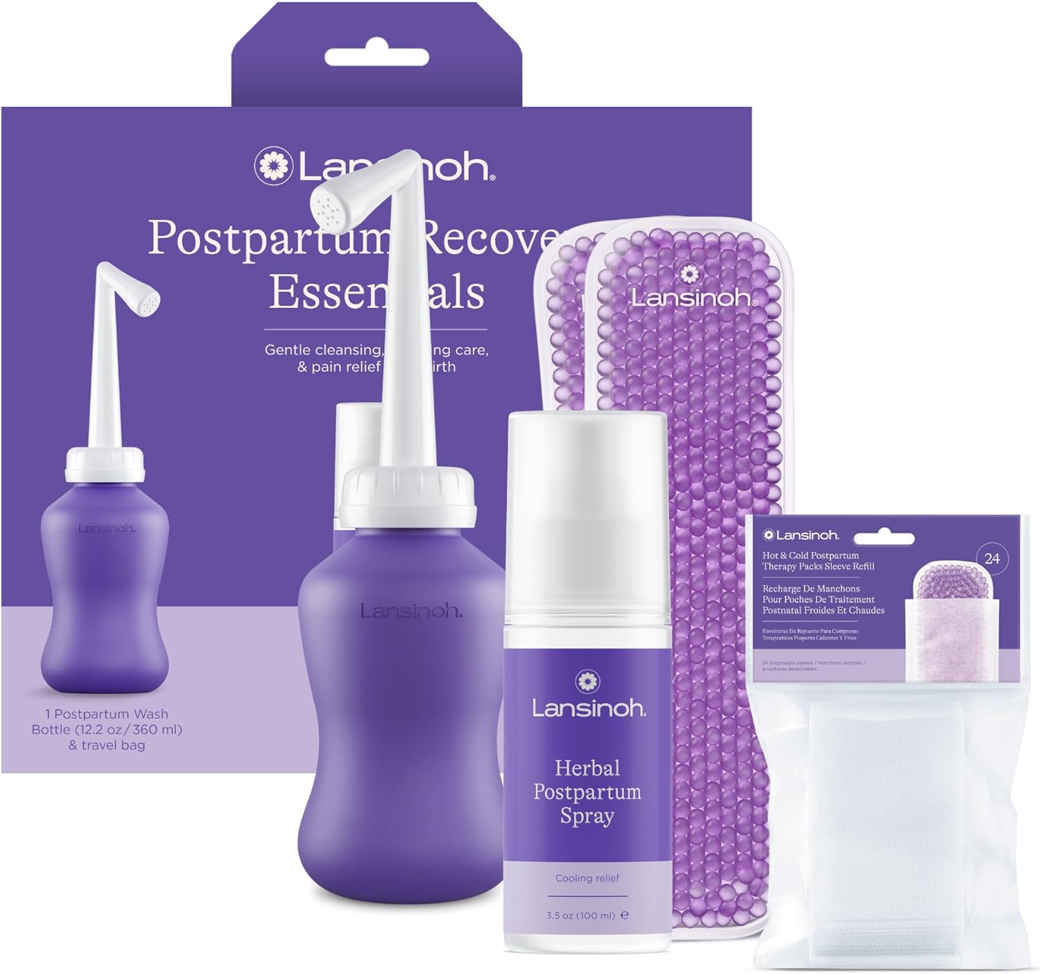 Lansinoh Bounce Back Postpartum Bundle for New Moms Relief