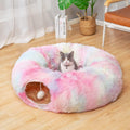 LUCKITTY Warm Fluffy Plush Cat Dog Tunnel Bed for Indoor Fun