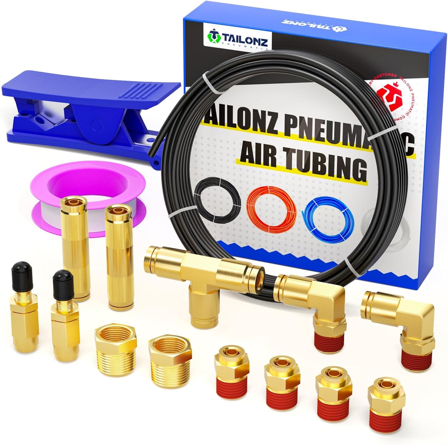 Pneumatic Black 1/4in OD Nylon Air Tubing Kits for Versatile Use