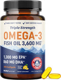 Triple Strength Omega 3 Fish Oil 3600 mg - High EPA DHA Support