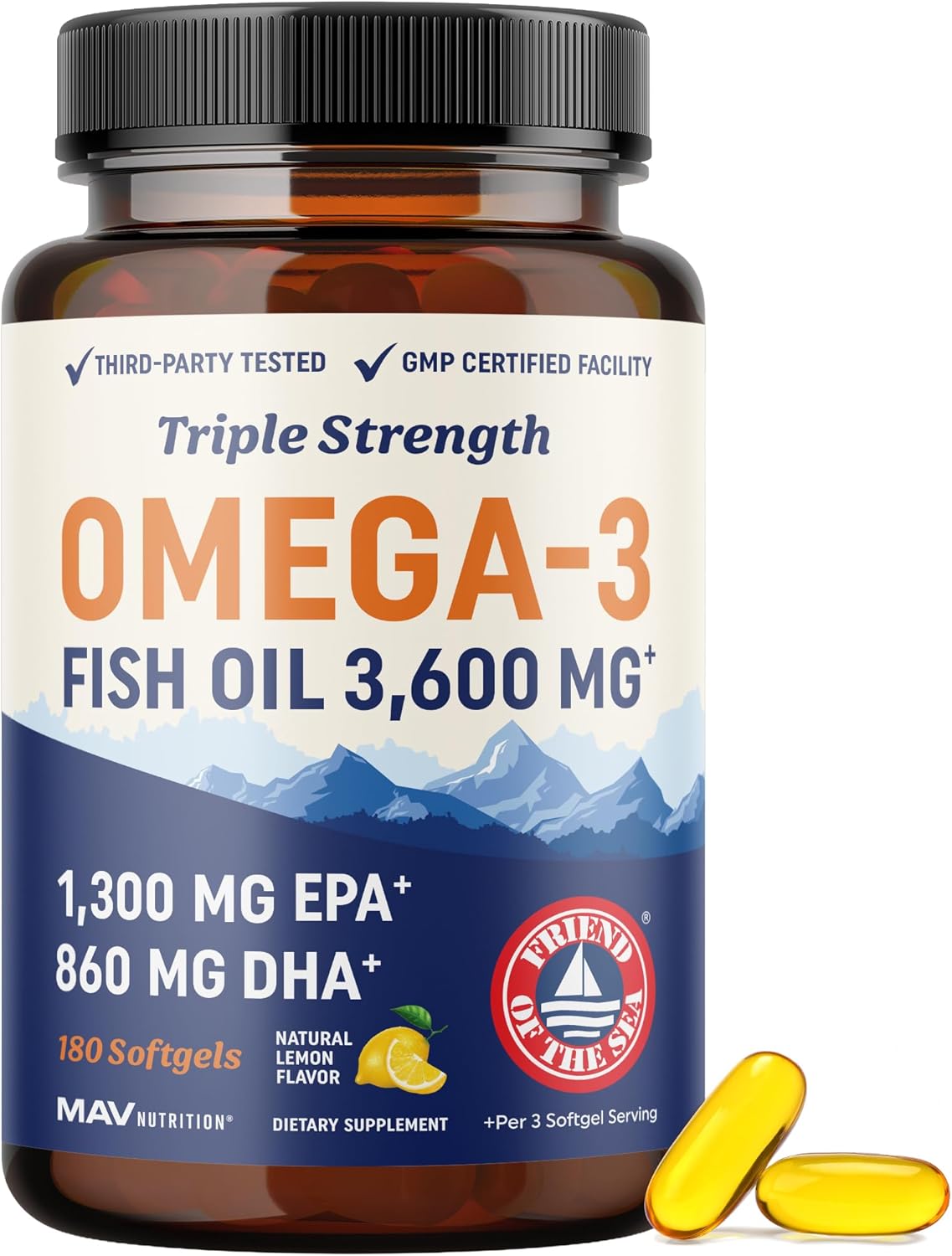 Triple Strength Omega 3 Fish Oil 3600 mg for Ultimate Health