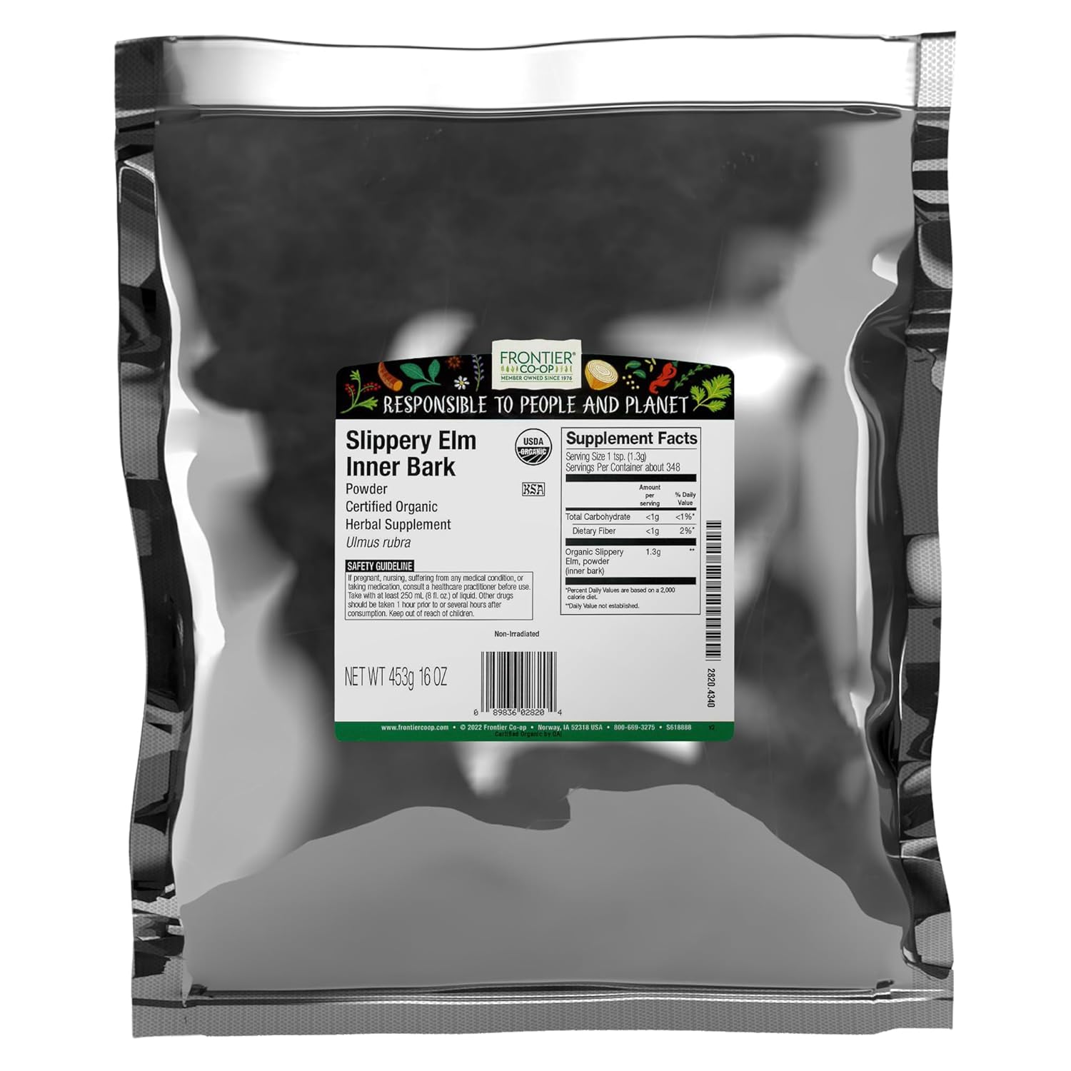 Frontier Herb Slippery Elm Bark Organic Powder for Health