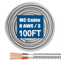 8/3 MC Cable with Ground 100FT - 8AWG Pure Copper MC Alum Cable