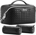 Travel Makeup Bags for Women - 3 Pc Vegan Leather Set